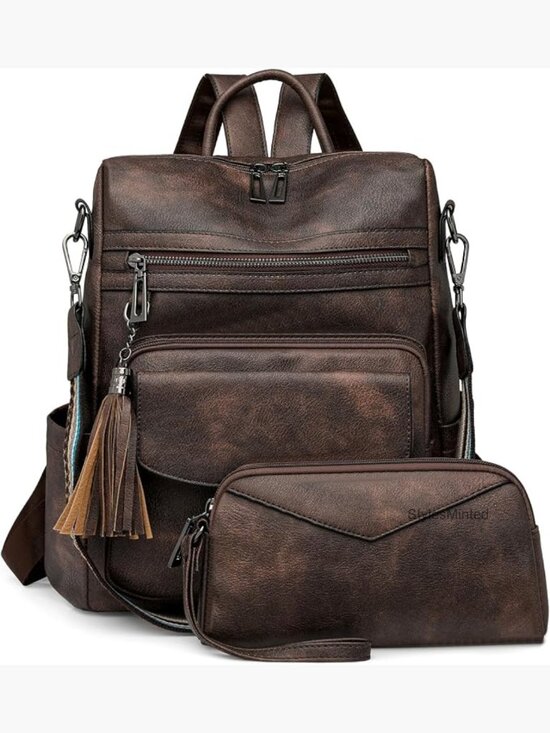 Vintage Leather Backpack Purse Convertible Shoulder Bag Large Capacity Travel main image 6